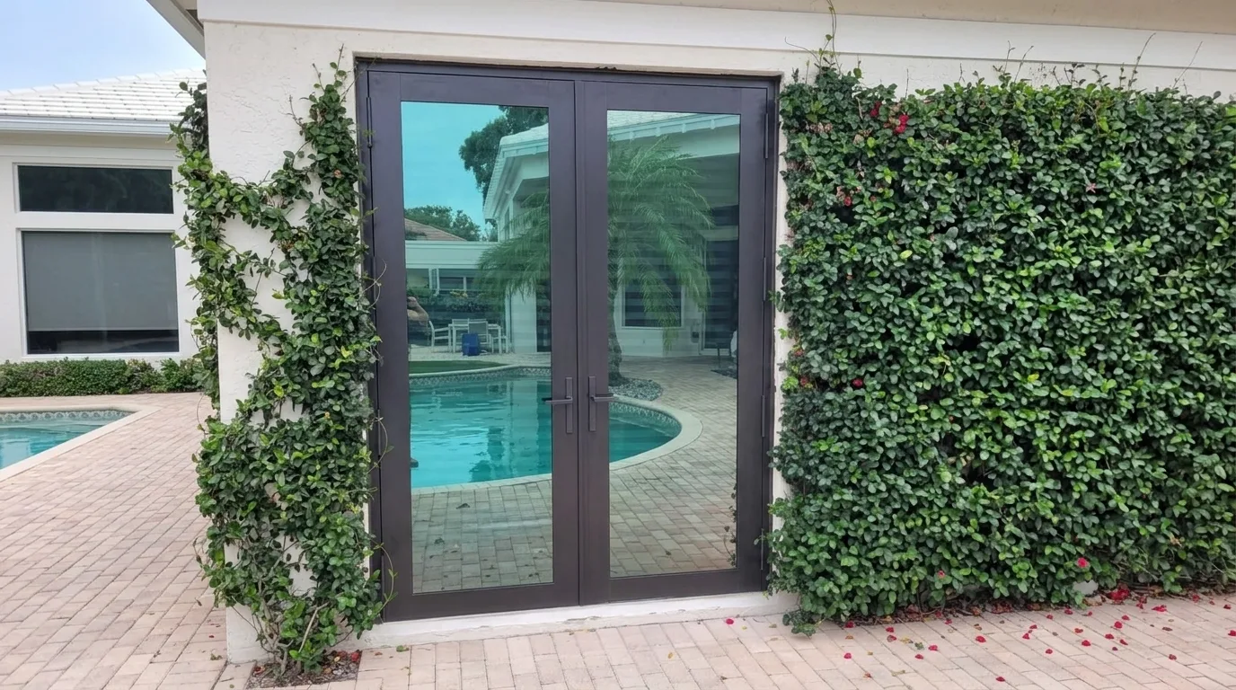 Luxury impact French doors in a modern Florida home